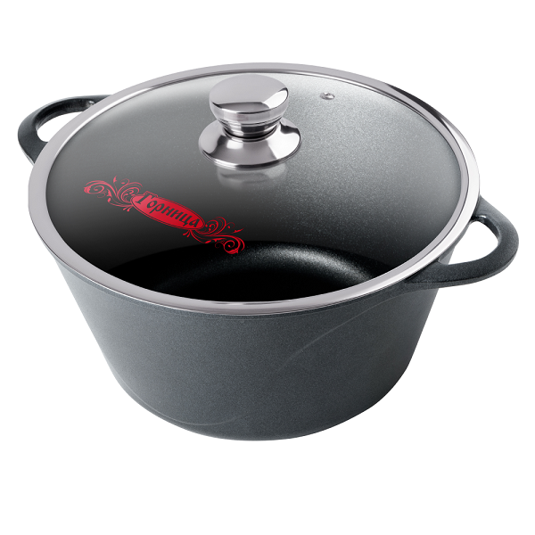 Кастрюля 5л с крышкой черный Горница(23)---