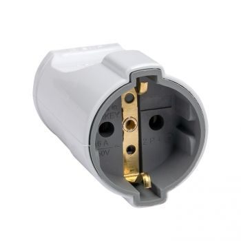 Гнездо штепсельное 250В с з/к белый IP20 EKF