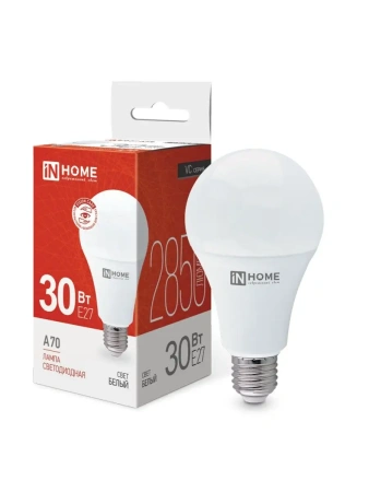 Лампа светодиодная 30,0W Е27 Led 4000К груша белый свет  IN HOME