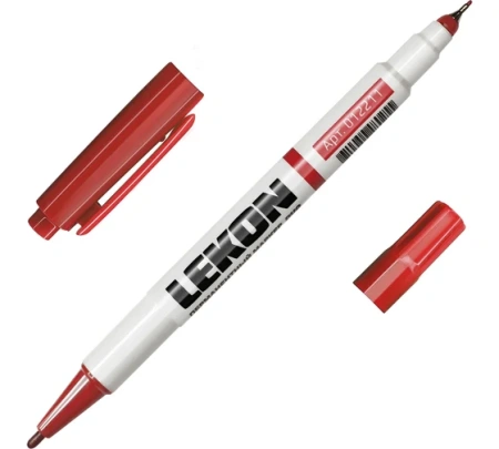 Маркер 0,5-1мм 2х-сторонний красный Duo Lekon(12)